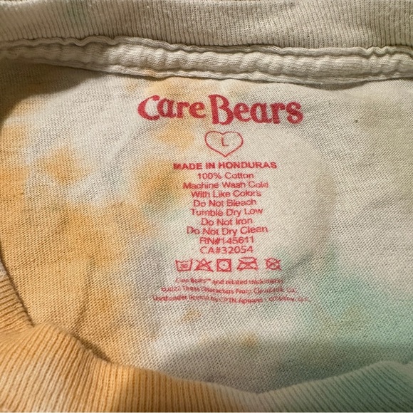 Care Bears Vintage Multicolor Tie Dye Cotton Size Large Graphic T-Shirt - Picture 12 of 16